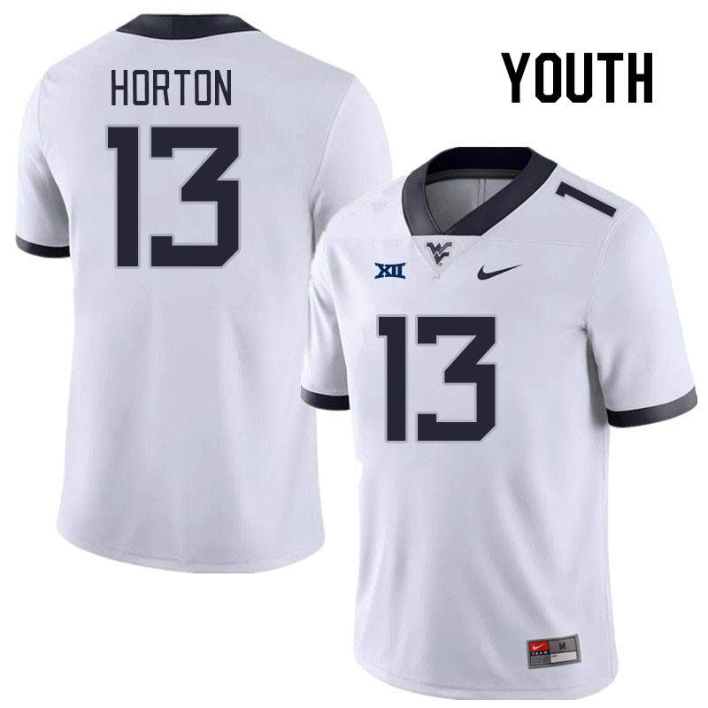 Youth #13 EJ Horton West Virginia Mountaineers College Football Jerseys Stitched Sale-White